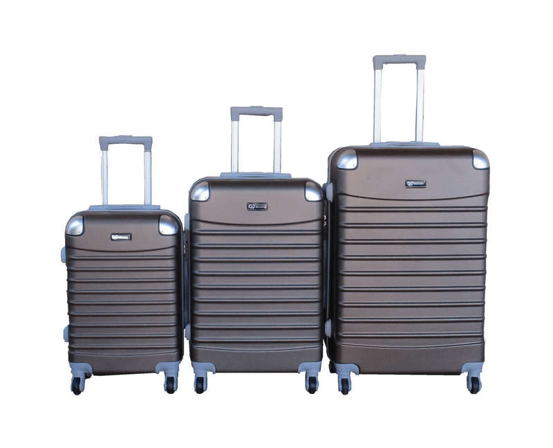 SMTE 3 Piece ABS Luggage Set, Brown - Hard Shell, Spinner Wheel and Locking with keychain