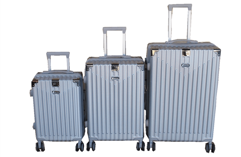 SMTE ABS Hardshell Lightweight Durable Spinner Wheels Luggage Set - Silver - 3 Piece with keychain