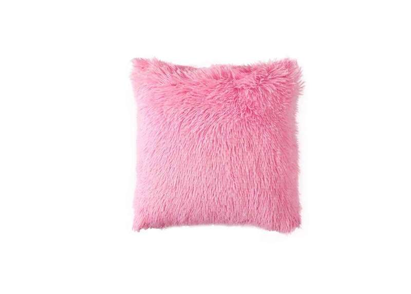 SMTE Faux Fur Scatter Cushion Plush Pillow - Pink with keychain