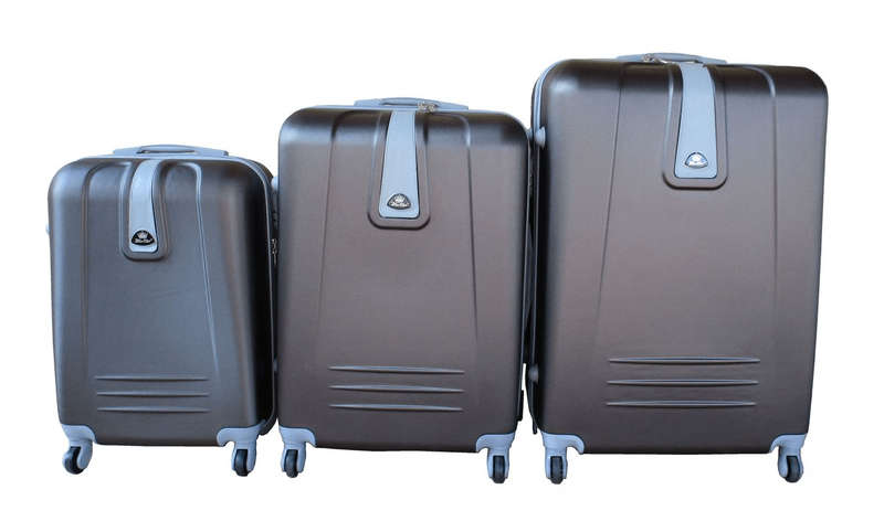 SMTE Durable 3-Piece Brown ABS Luggage Set with Locks, Spinner Wheels with keychain