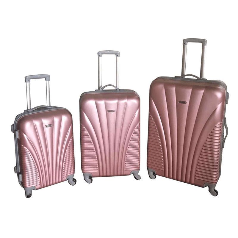 SMTE Rose Gold ABS Hard Shell Luggage Set-3 pcs Spinner Suitcases Built-in Locks with keychain