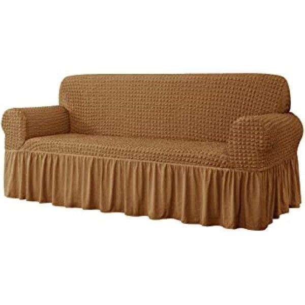 SMTE Sofa Cover 3, 2 and 1 seater - Light Brown with keychain