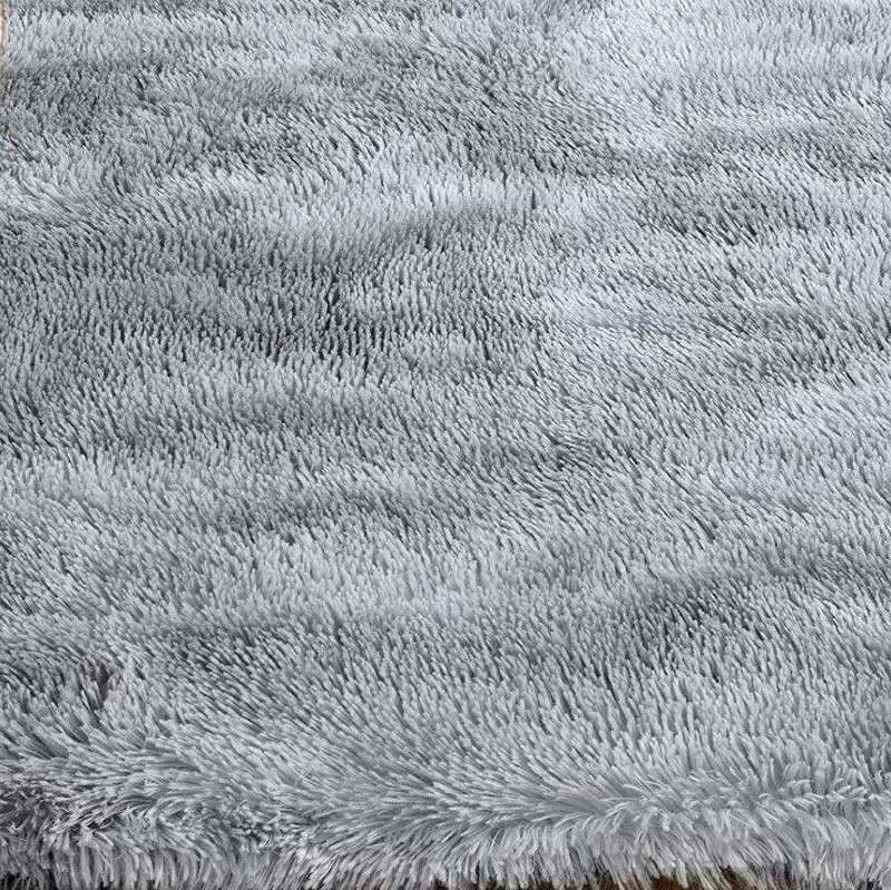 SMTE Large Fluffy Shaggy Fur Rugs - grey &white with keychain