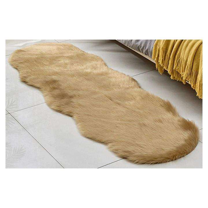 SMTE Faux Fur Rug (60cm x 1.8m) - LightAshBrown with keychain