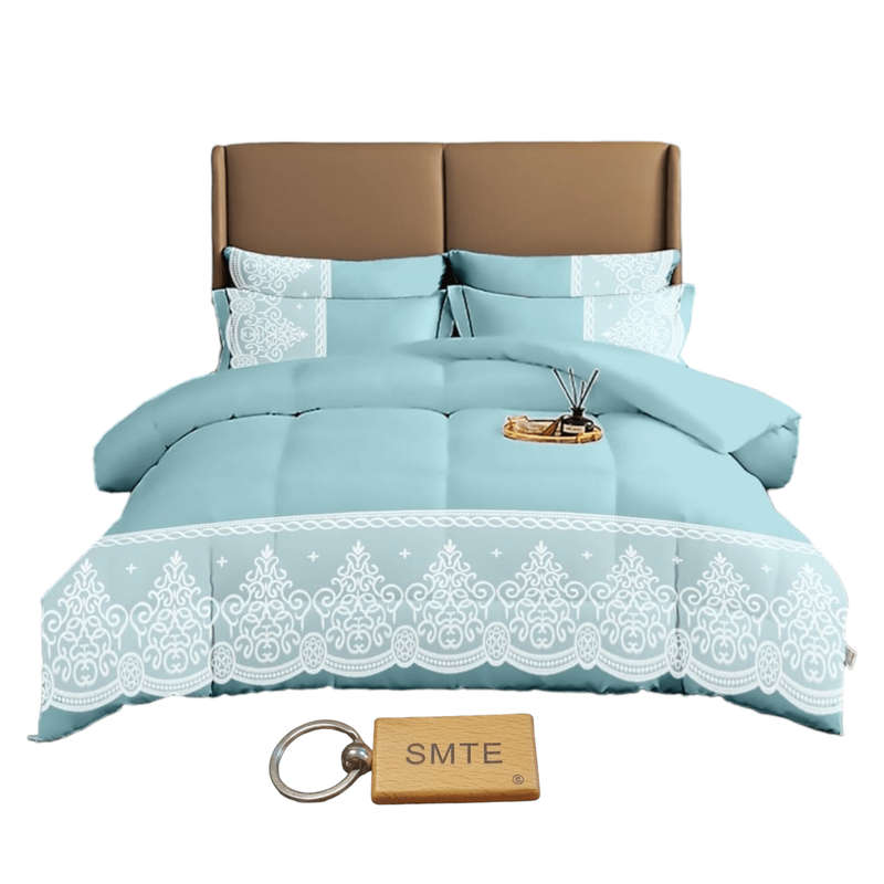 SMTE Bedspread Set with a Smte Keyring-DL5PC - 5-Piece - Blue with keychain