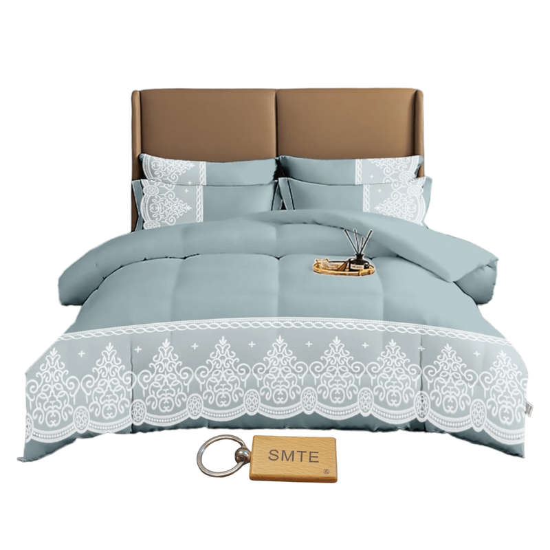 SMTE Bedspread Set with a Smte Keyring-DL5PC - 5-Piece - Grey with keychain