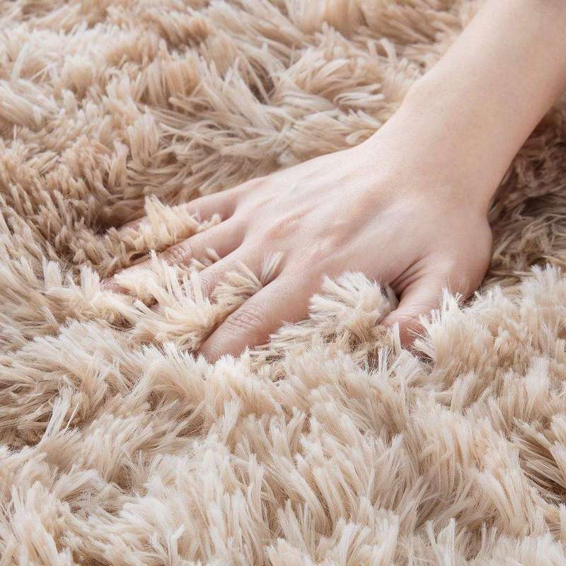 SMTE Large Rugs Shaggy Fluffy Carpets - Beige with keychain