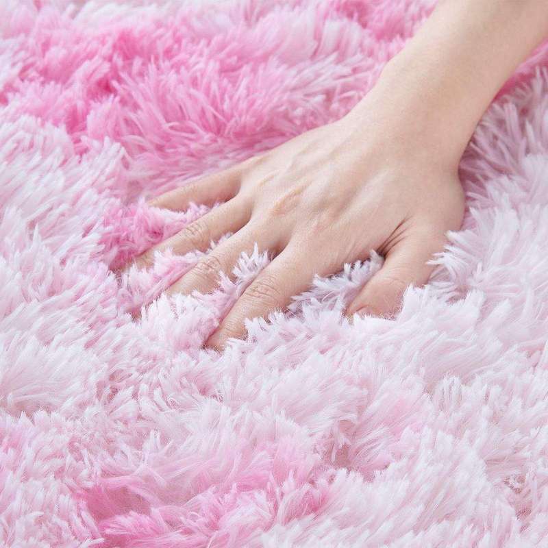 SMTE Fluffy Carpet - Shaggy & Foldable Rug Pink with keychain