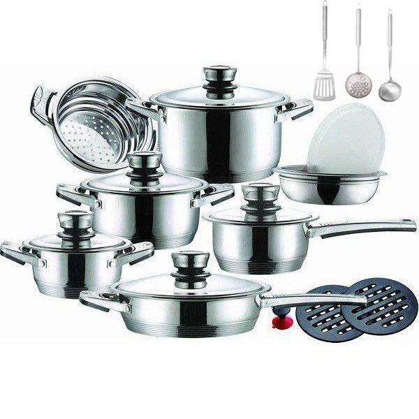 SMTE 19 Piece Stainless Steel Pot Set with keychain