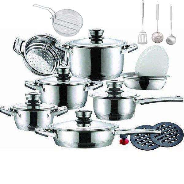 SMTE 21 Piece Stainless Steel Pot Set with keychain