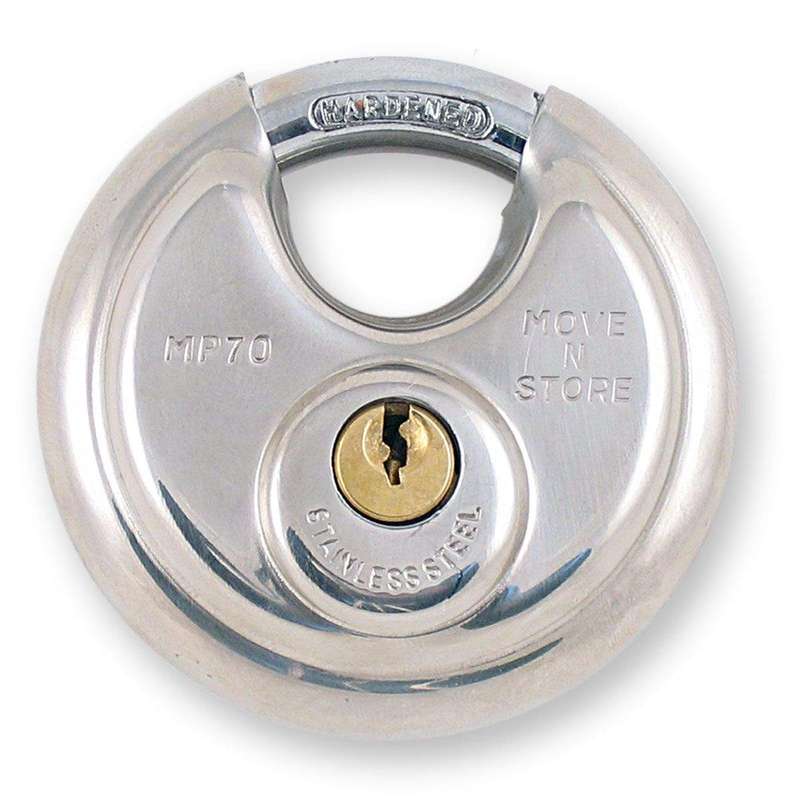 SMTE Stainless Steel Heavy Duty Disc Padlock Diskus Type - 90mm with keychain