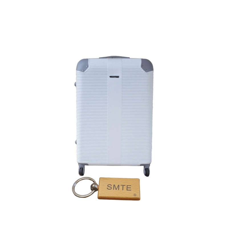SMTE Hard Outer Shell Luggage 23" with Smte Keyring - White with keychain