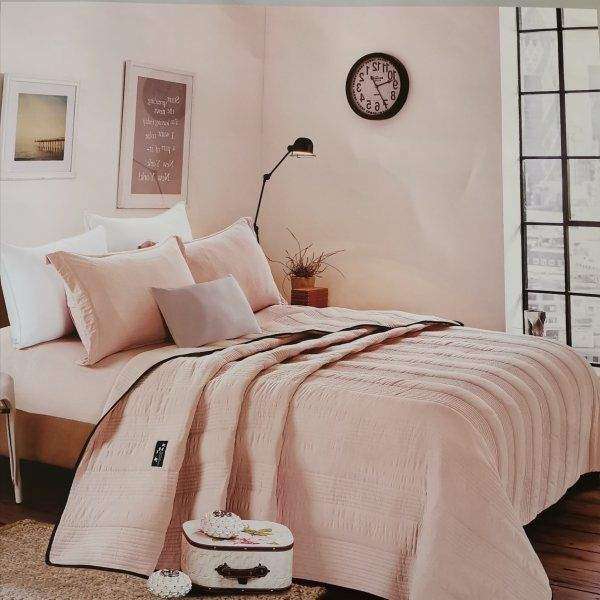 SMTE Bedding Quilt Set King Size - Peach with keychain