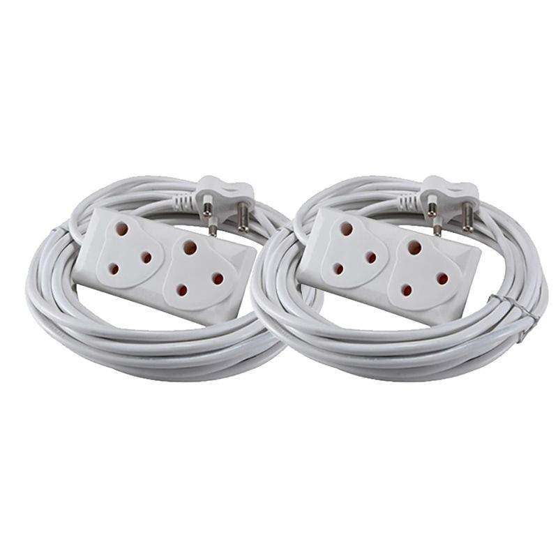SMTE 20m Extension Cord With A Two-Way Multi-Plug Extension Lead Bulk 2 Pack with keychain