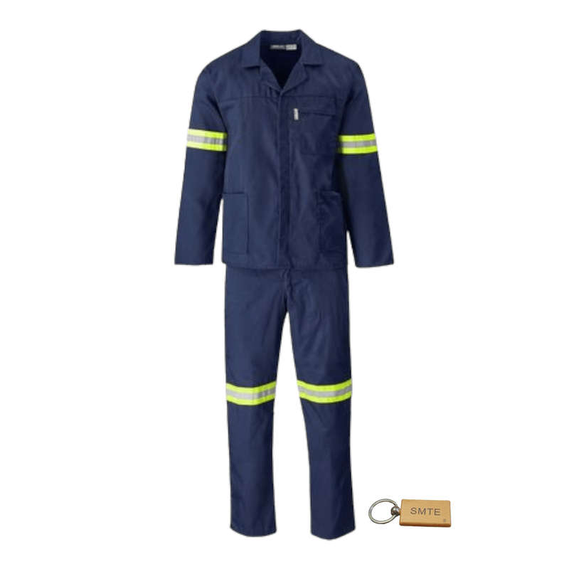 SMTE Quality 2 Piece Worksuit/Uniform Shirt &Pants Combo- Navy blue-SMTE Keyring - 30 L x 34 W cm...