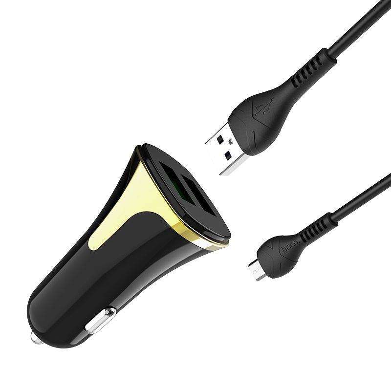 SMTE Car charger ?Z31 Universe? double port QC3.0 set with cable - Black with keychain