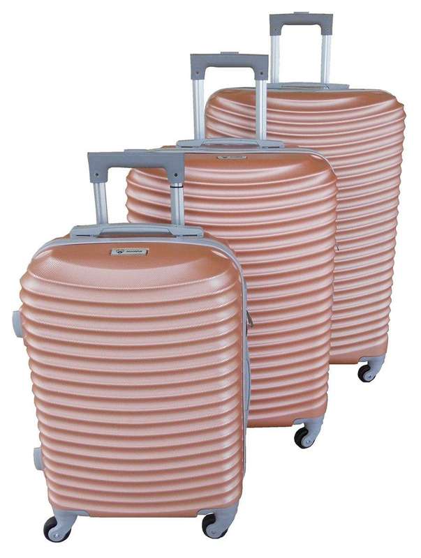 SMTE 3 Piece Hard Outer Shell Lightweight Luggage Set - Rose Gold with keychain