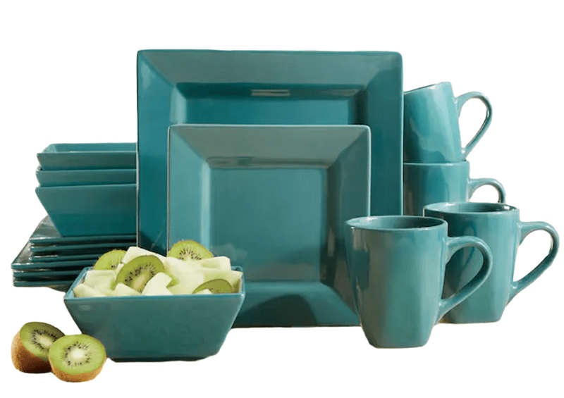 SMTE 16 Piece Square Dinner Set - Emarald with keychain