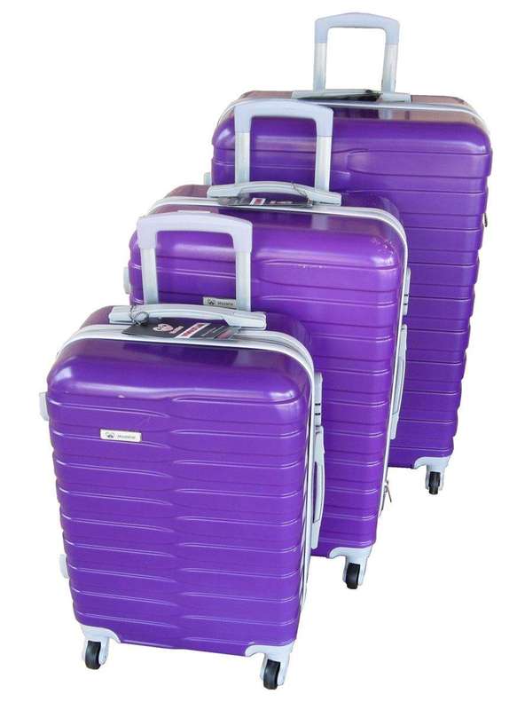 SMTE Mooistar Travel Luggage 3 Piece Suitcases Spinner - Purple with keychain