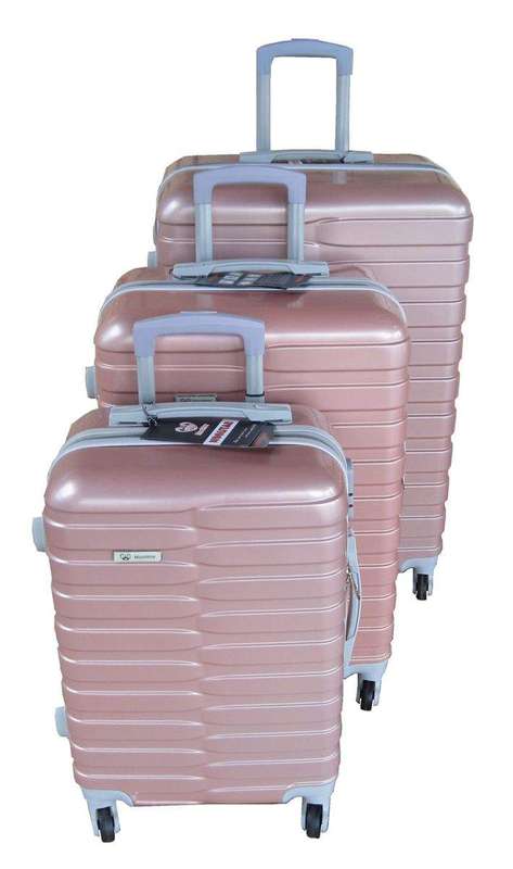 SMTE Mooistar Travel Luggage 3 Piece Suitcases Spinner - Rose Gold with keychain