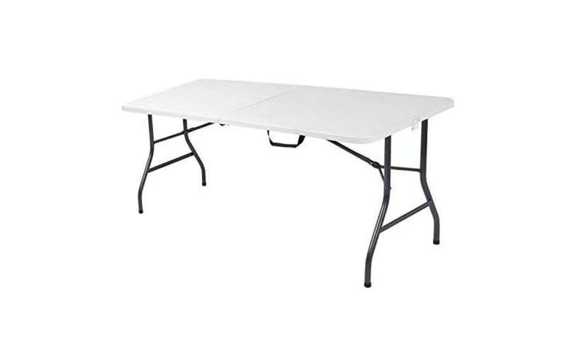 SMTE 1.8m Plastic Folding Table - Folds in Half with Carrying Handle with keychain