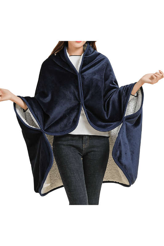 SMTE BLS-Fashionable Winter Poncho - Navy Blue with keychain