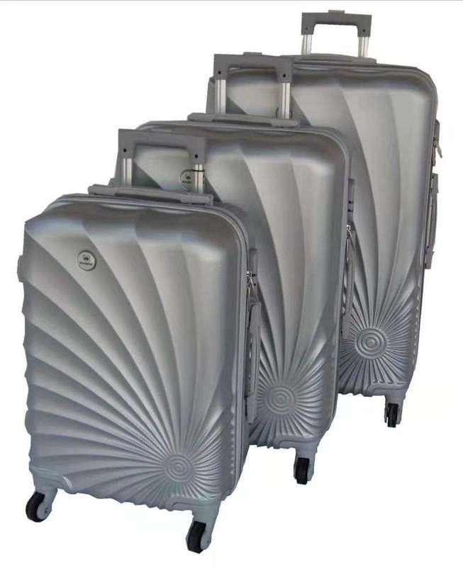 SMTE Mooistar 3 Piece Spiral Travel Luggage Bag Set-Silver with keychain