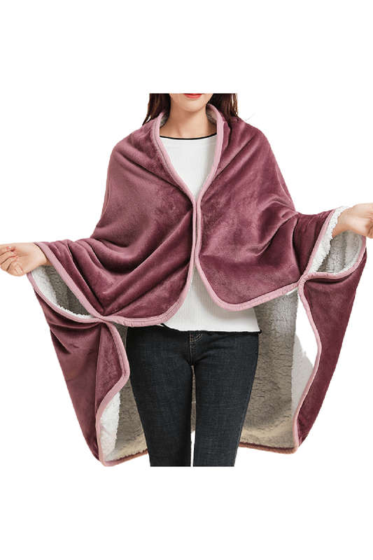 SMTE BLS-Fashionable Winter Poncho - Pinkish Purple with keychain