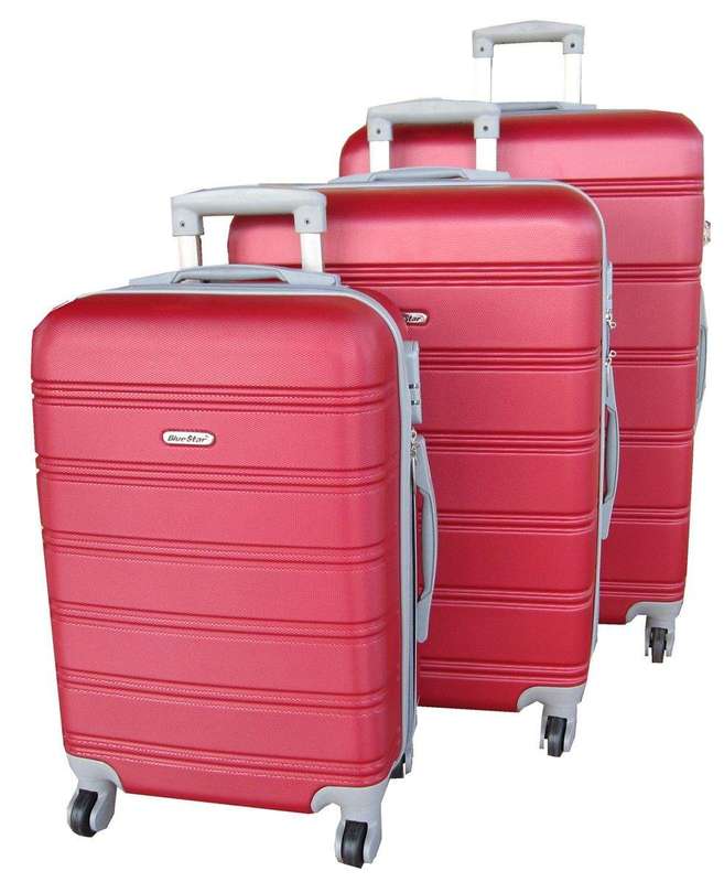 SMTE 3 Piece Premium Travel Luggage Bag Set-Red with keychain