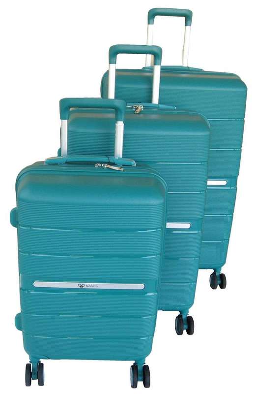 SMTE Mooistar Unbreakable Travel Luggage 3 Piece Suitcases Spinner - Aqua Blue with keychain