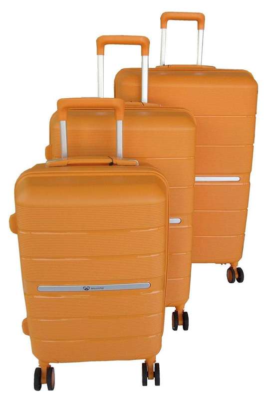 SMTE Mooistar Unbreakable Travel Luggage 3 Piece Suitcases Spinner - Orange with keychain