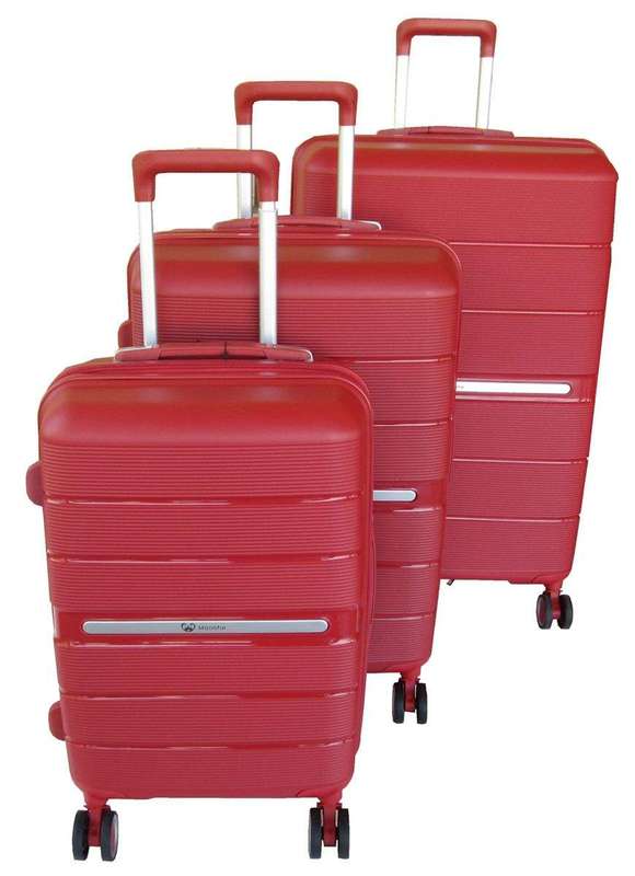SMTE Mooistar Unbreakable Travel Luggage 3 Piece Suitcases Spinner - Red with keychain