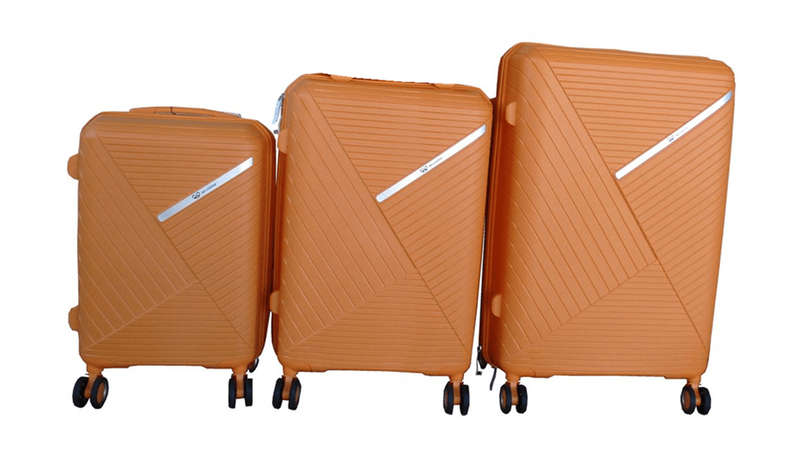 SMTE Unbreakable PP Luggage Set with TSA Locks and Spinner Wheels - Orange - Set of 3 with keychain