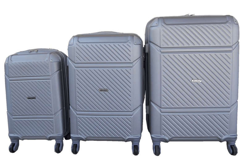 SMTE 3-Piece ABS Trolley Luggage Set - Silver, Spinner Wheels, Built-in Lock with keychain