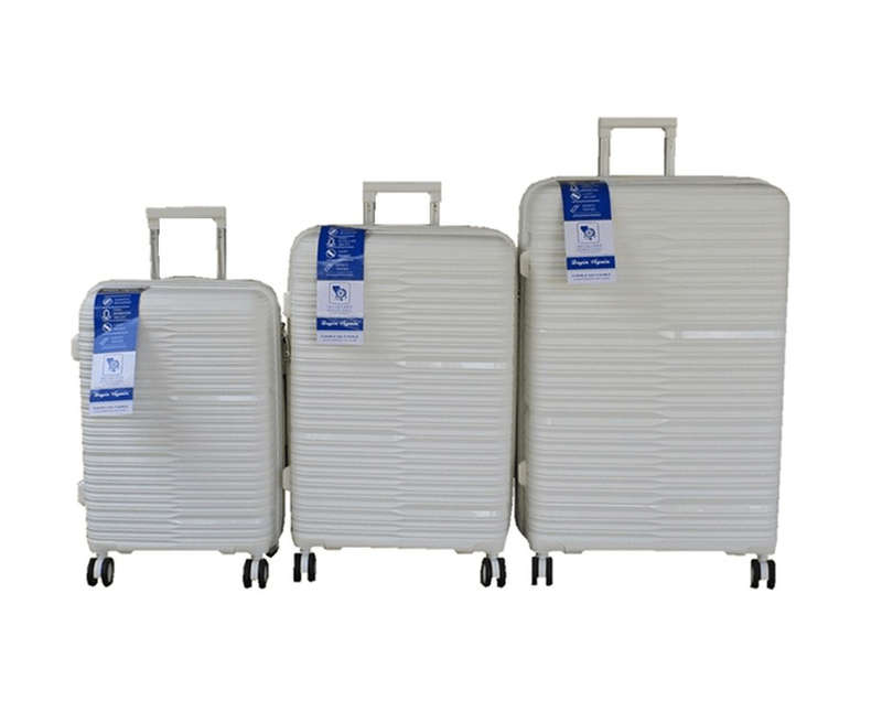 SMTE Unbreakable Cream White 3-Piece Luggage Set with keychain