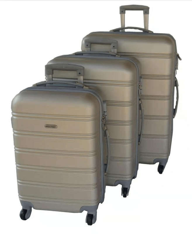 SMTE ABS 3-Piece Luggage Set with Spinner Wheels & Built-In Lock - Gold with keychain