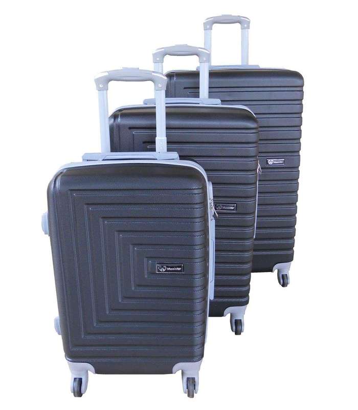 SMTE 3 Piece Mooistar 28 inch Travel Luggage Suitcase Bag Set - Black with keychain