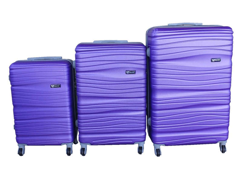 SMTE ABS 3-Piece Luggage Set - Purple, Lightweight, Hardshell and Spinner Wheels with keychain