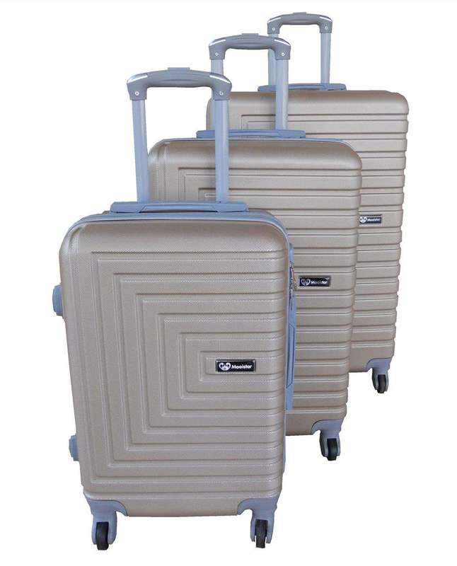 SMTE 3 Piece Mooistar 28 inch Travel Luggage Suitcase Bag Set - Gold with keychain