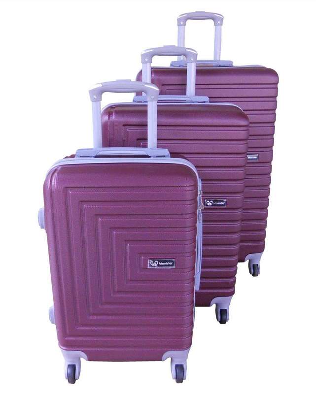 SMTE 3 Piece Mooistar 28 inch Travel Luggage Suitcase Bag Set - Maroon with keychain