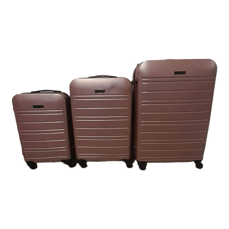 SMTE ABS 3-Piece Luggage Set - Rose Gold, Hard Shell, Spinner Wheels, 3 Sizes with keychain