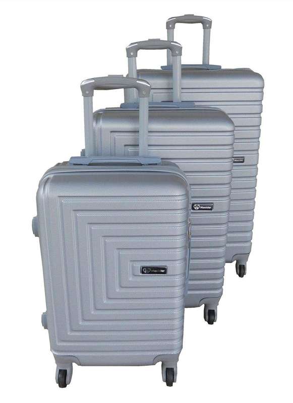 SMTE 3 Piece Mooistar 28 inch Travel Luggage Suitcase Bag Set - Silver with keychain