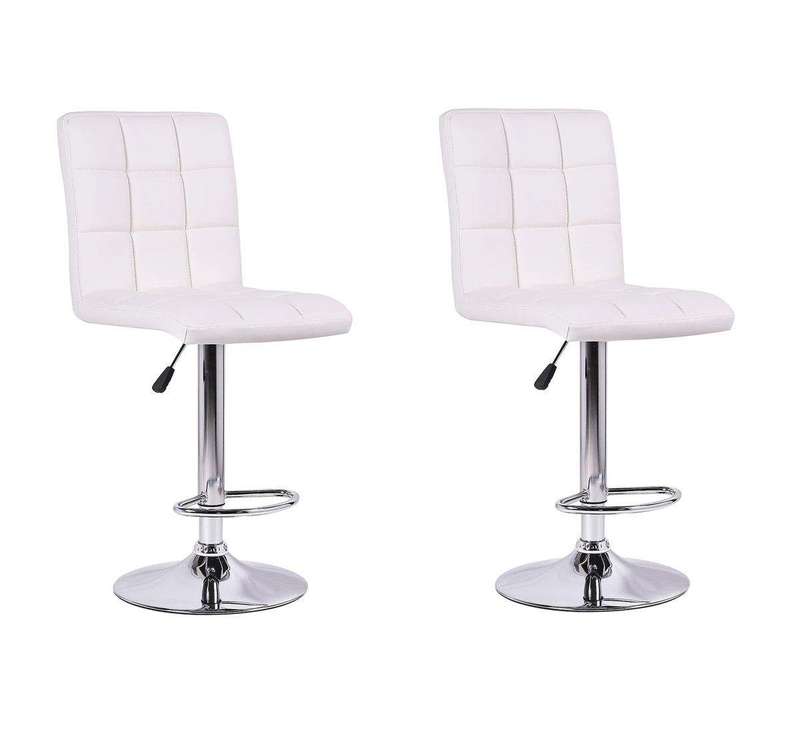 SMTE High Back Bar Stools - Set of 2 - White Colour with keychain