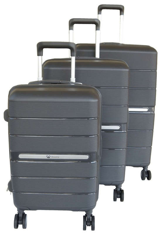 SMTE Unbreakable Hardside Spinner Luggage Set - Black with keychain