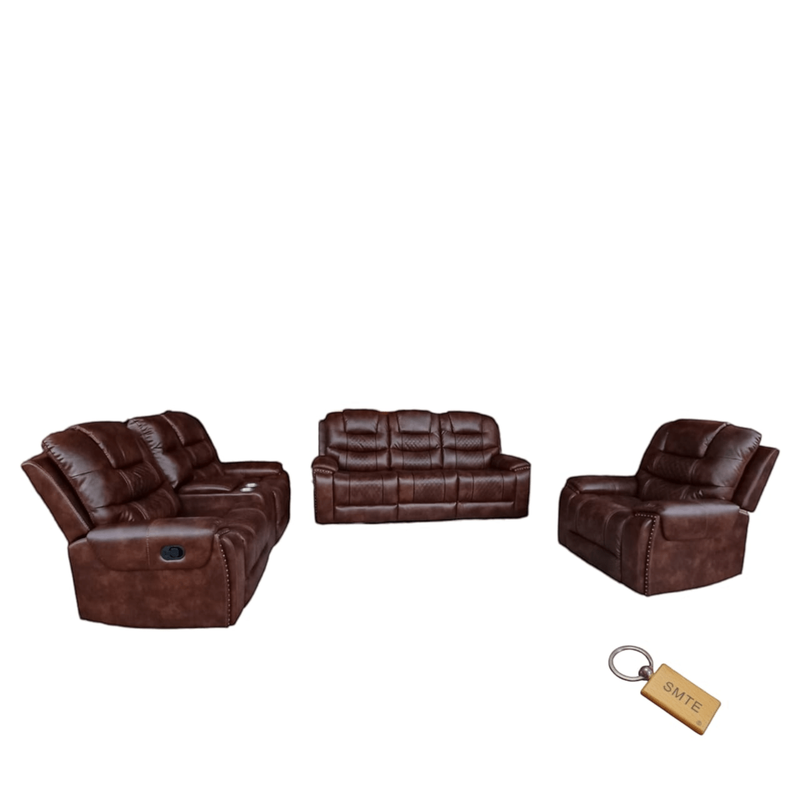 SMTE -Luxurious Brown Sofa 3 piece collection-Brown with keychain