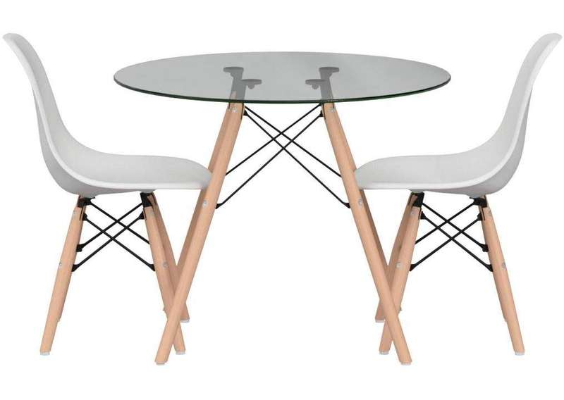 SMTE 3pc Round Glass Dining Table with keychain