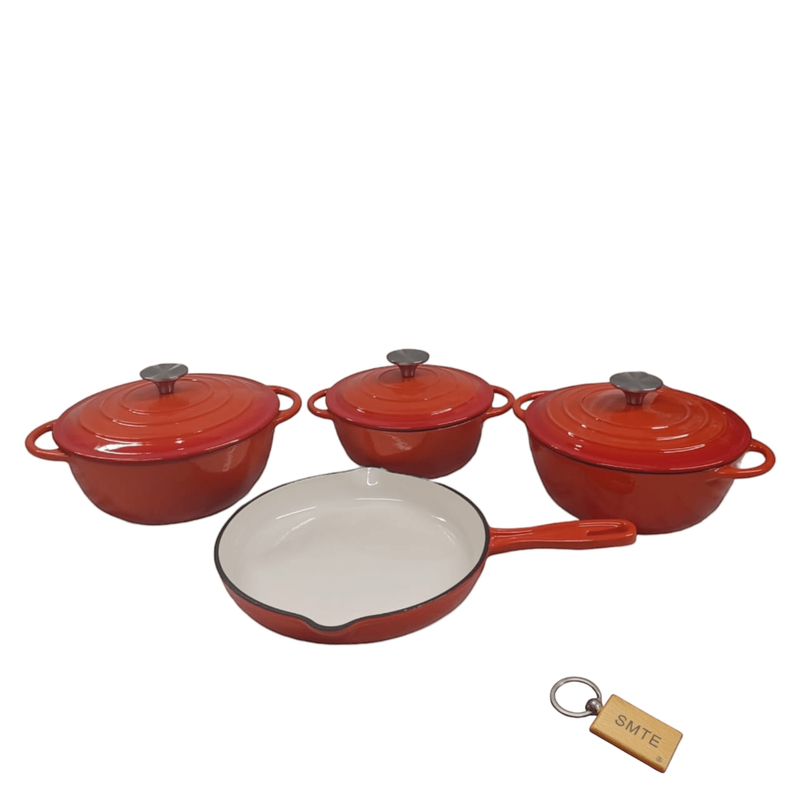 SMTE 7-Piece Nonstick Cookware Set - Orange with keychain