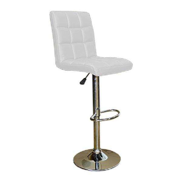 SMTE Imprezza Faux leather barstool - Block design - White with keychain