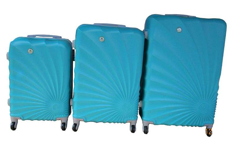 SMTE 3 Piece Spiral Travel Luggage Bag Set- Apple Green with keychain