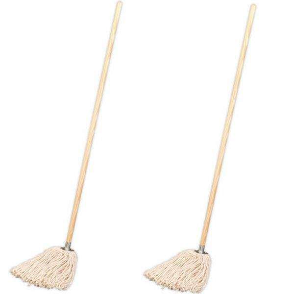SMTE Wet Mop with Wooden Handle - 500g (Pack of 2) with keychain